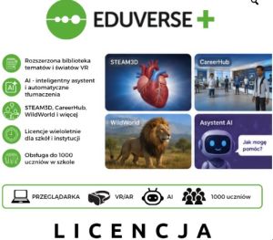 Eduverse+ dostęp do portalu edukacyjnego ClassVR, Corinth, EduverseAI, przyroda 360, zawody 360