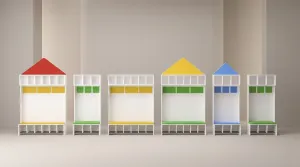 Szatnia przedszkolna MILO z daszkiem 6-osobowa, siedzisko z płyty