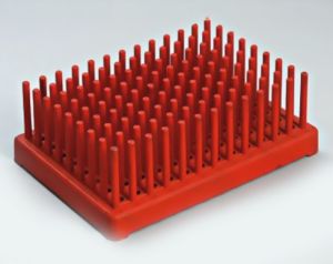 Statyw do probówek - jeż - czerwony fi 13mm x 96 miejsc